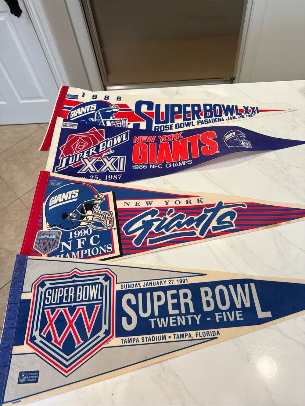 NFL New York Giants Vintage Super Bowl & NFC Champion Pennant Set  1987 Vintage